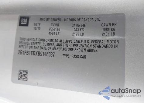 2011 Chevrolet Camaro 1Lt from USA, damaged, VIN 2G1FB1EDXB9146087